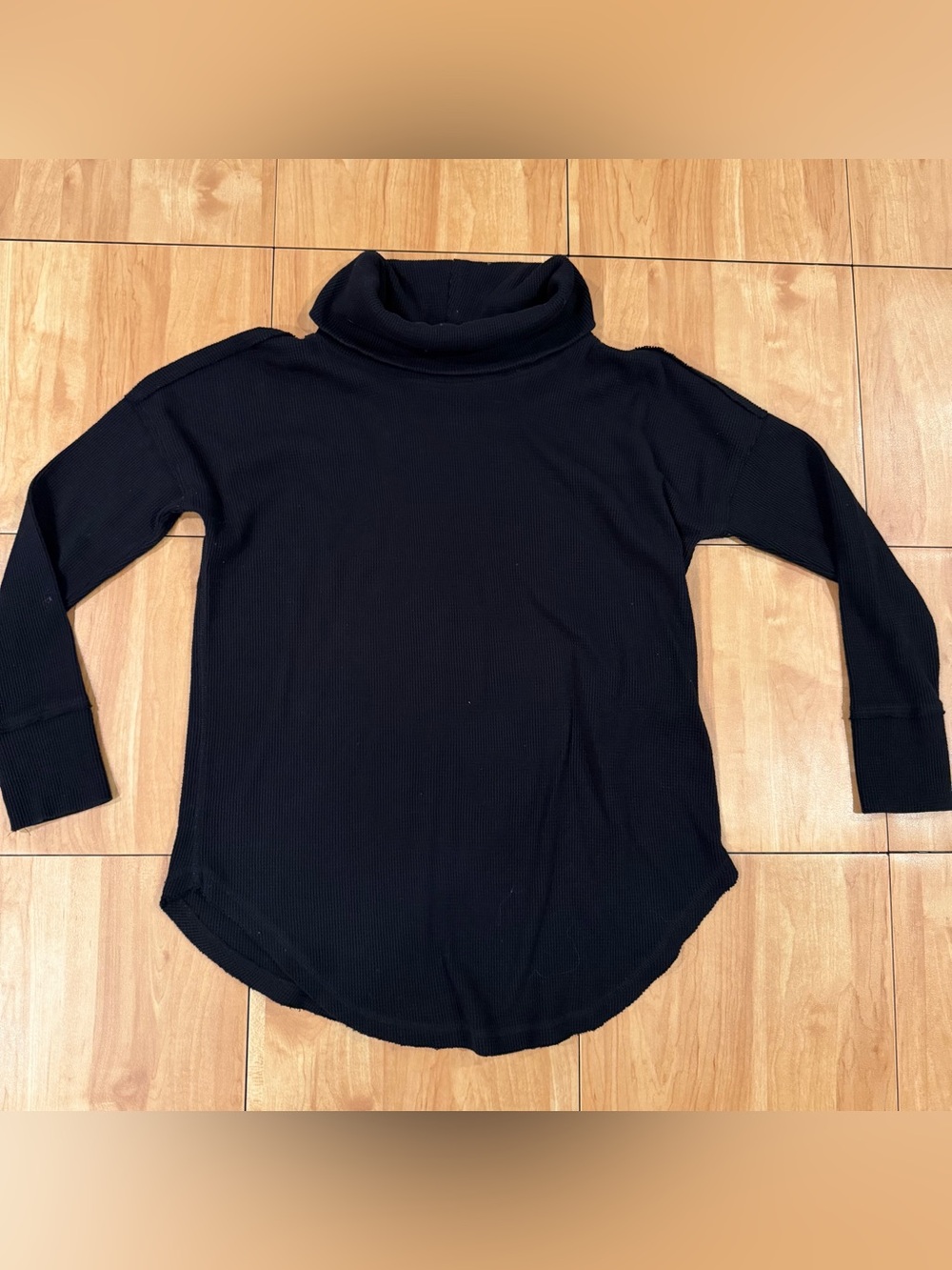 Maeve Anthropologie Black Waffle Knit Cowl Neck Top M
